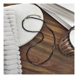 CHOKER CZARNY SPINEL ORNAMENT WERSJA SREBRNA
