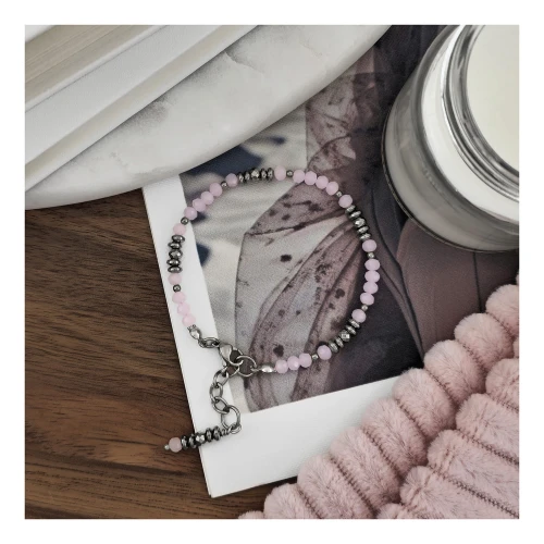 BRANSOLETKA BOHO MILKY ROSE WERSJA SREBRNA