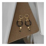 KOLCZYKI BOHO CZARNY SPINEL - WERSJA ZŁOTA 