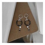 KOLCZYKI BOHO CZARNY SPINEL - WERSJA SREBRNA