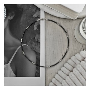 CHOKER - CZARNO SREBRNY - ORNAMENT