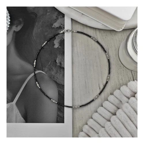 CHOKER - CZARNO SREBRNY - ORNAMENT