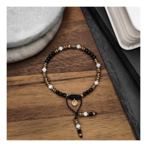 BOHO CZARNO BIAŁO ZŁOTA Z MONETKĄ
