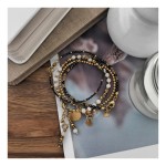 KOMPLET BOHO BEŻ CZERŃ I ZŁOTO