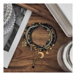KOMPLET BOHO CZERŃ BŁĘKIT I ZŁOTO