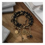 KOMPLET BOHO CZERŃ I ZŁOTO