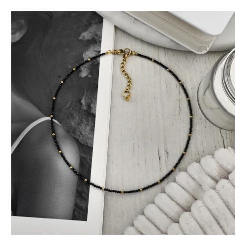 CHOKER CZARNY SPINEL I ZŁOTY HEMATYT 8:1